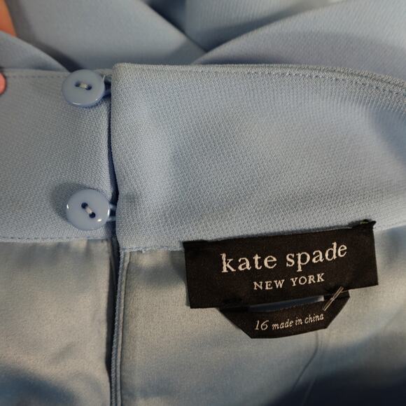 Kate Spade Dress Womens 16 NWT Mainline Twill Shift Diamond Astral Blue Bow - Picture 7 of 11